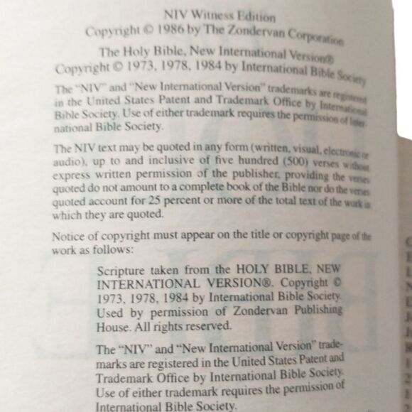 NIV Bible Paperback New International Edition 1986 Zondervan Publishing Witness. - Picture 8 of 16